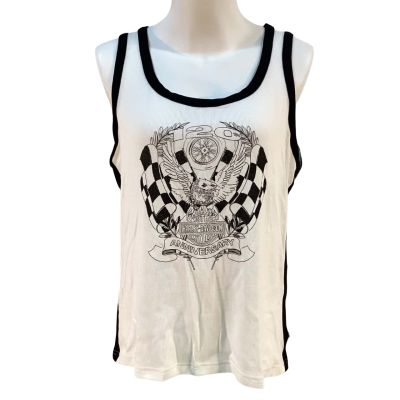 Harley Davidson Womens Size XL Tank Top Black  / White BNWT