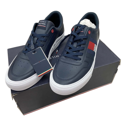 Tommy Hilfiger - Core Corporate Leather Flag Vulcanized Trainers in Navy Size 44 