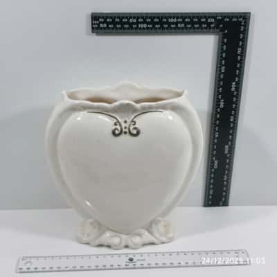 Vintage Heart Shaped Flower Vase Hand Made Signed Natasha Ballac