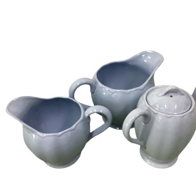 Vintage Pale Blue Ceramic Teapot Creamer Sugar Set