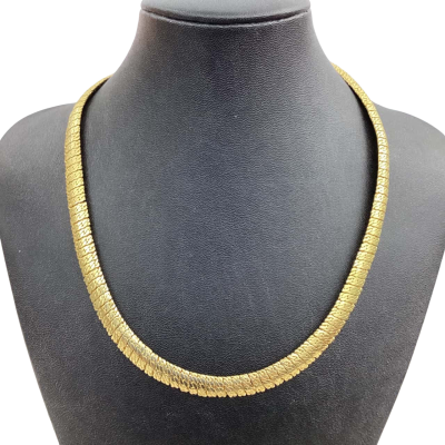  Womens Vintage Necklace Gold Tone Textured Snake Chain 