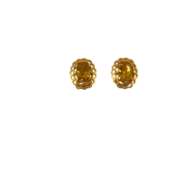 Gold Plated Clip-on Earrings With Gold Rhinestone