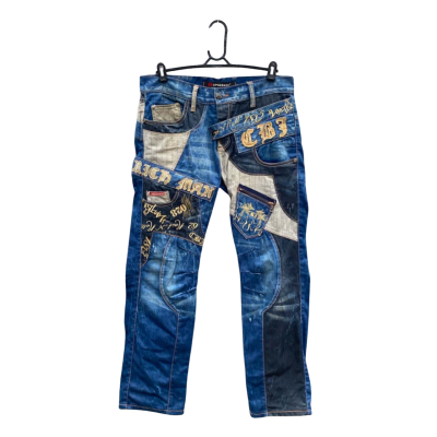 Mens Cipo & Baxx Size 34 Wide Leg Jeans Black  / Blue / Brown / Gold / Pattern 