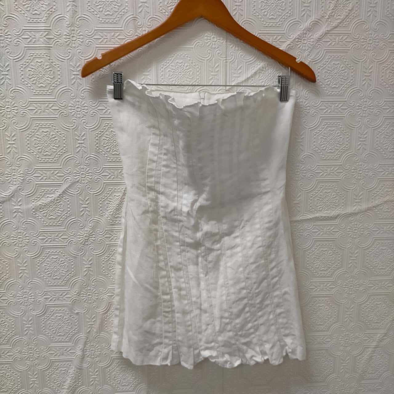 Bec & Bridge Size 8 Strapless White Linen Mini Dress VGUC (s)
