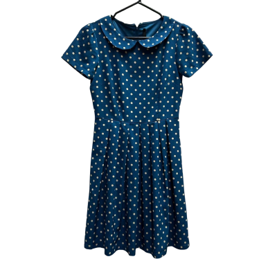 DANGERFIELD Size 6 Mini Dress / Short Sleeve Dress  Beige / Blue / Polka Dot 
