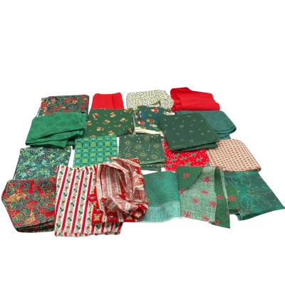 Approximately 15 Christmas Fabric Offcuts for Quilting Or Patchwork. (Fab1)