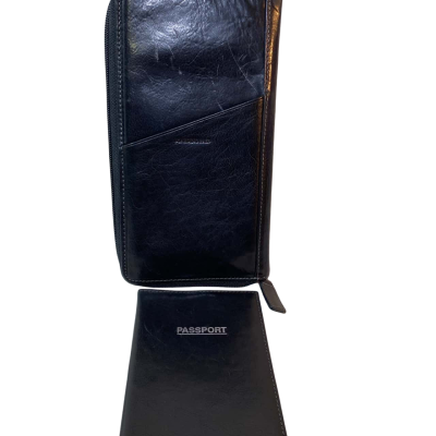 a black Colorado RFID leather passport wallet