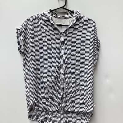 Trenery Womens  Size S Button Up Top / Short Sleeve Shirt Pinstriped 