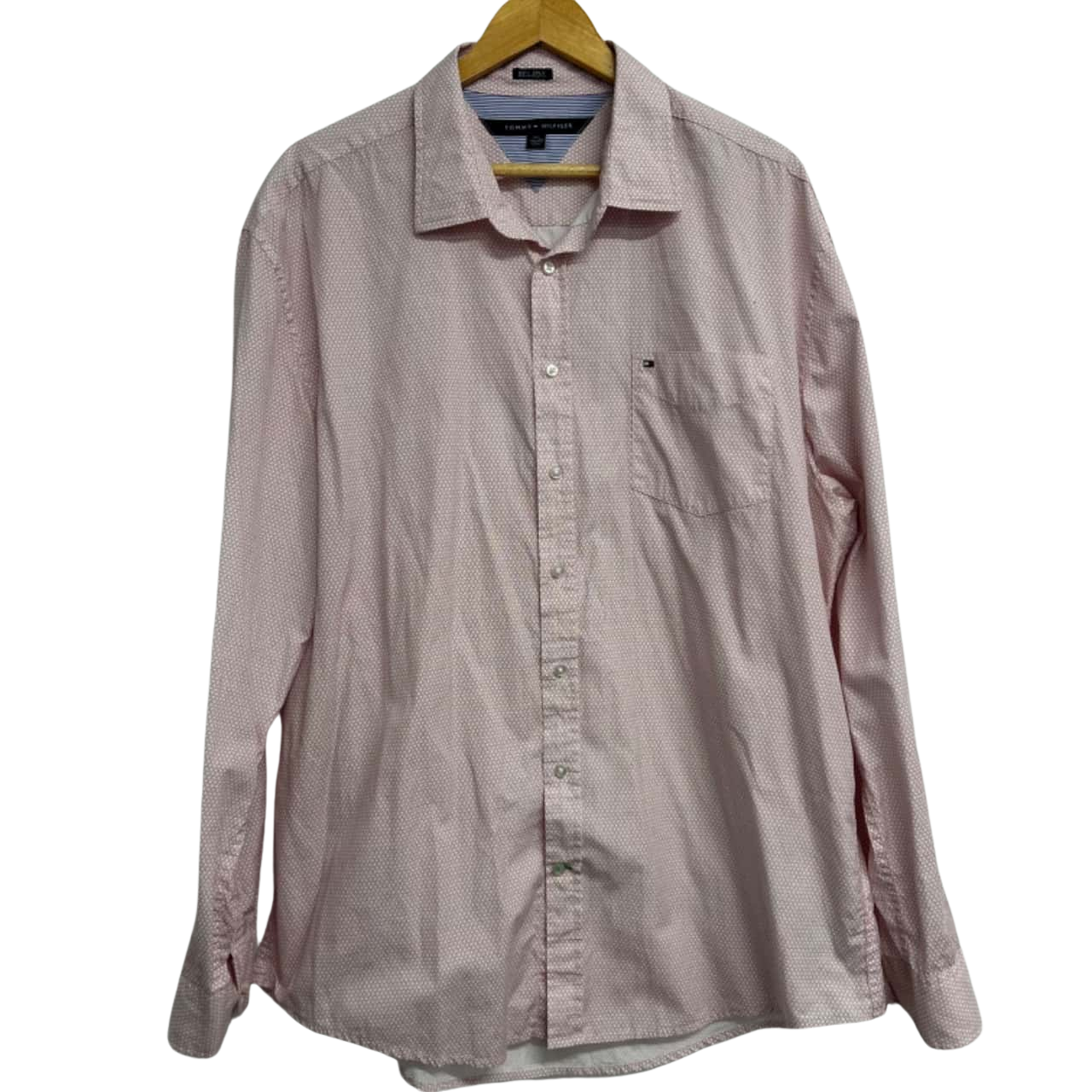 Tommy Hilfiger Mens Size XXL Pink & White Button Up Shirt