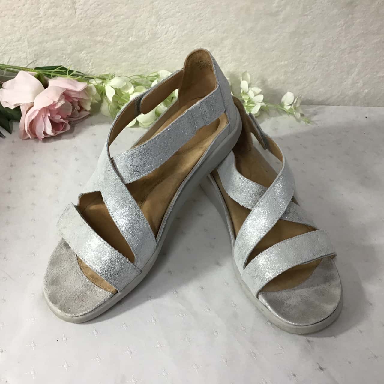 Issy Toes Ziera Super Support Womens Size 44W βIssyβ Silver Dusty Leather Sandals