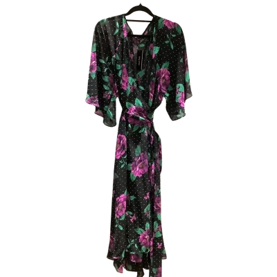 City Chic Womens  Size 24 / XXL Sheer Wrap Dress Black  / Floral 