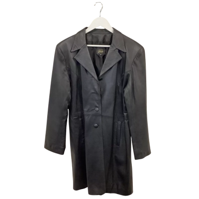 Johenic Australia Vintage Black Leather Coat Size 6  