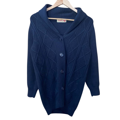 Cable Melbourne Black Merino Wool Cardigan Size M