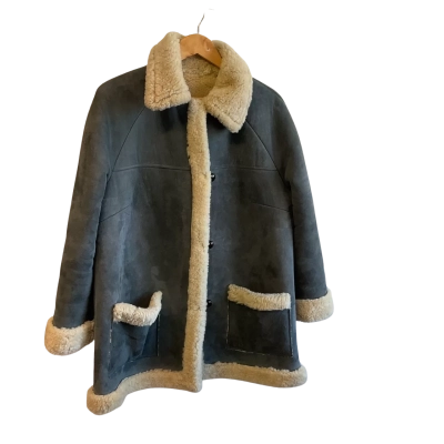 “Glentannar Homecraft” VINTAGE-  Womens  sheepskin Jacket -Size 16 / 18 / 20 Blue 