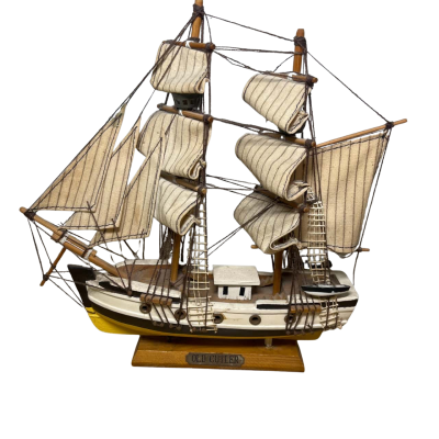 Old Cutter White Sailboat collector model 