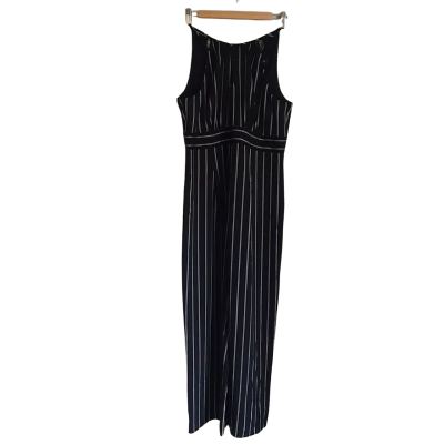 Forever New Womens  Size 14 Sleeveless Jumpsuit Beige / Navy Blue Striped BNWT 