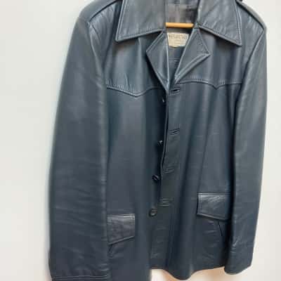 Stephen Dattner Mens  Size M Leather Jacket Blue 