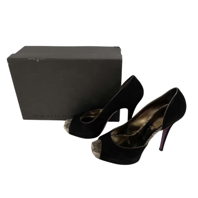 Barbara Bui Womens Black Suede Heels with Animal Print Size 39  