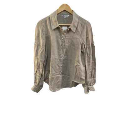 BNWT Veronika Maine Womens  Size 8 Button Up Top Khaki RRP $289.00