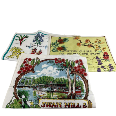 W.A. Tourism Linen Tea Towels x3 - New