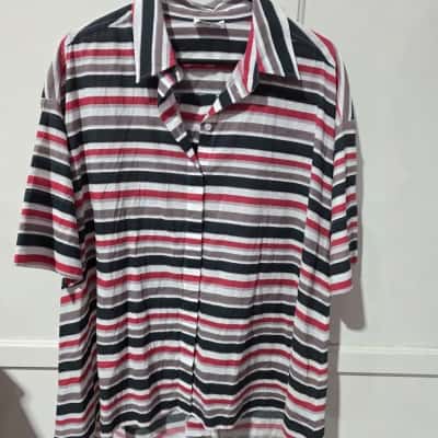 Mela Purdie Womens  Size 20 Button Up Top Striped 
