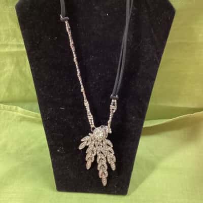  Womens Large diamante pendant 