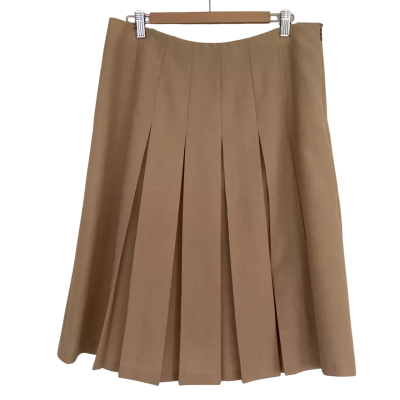 Vintage*.  Beige Pleated Wool Blend Skirt.   