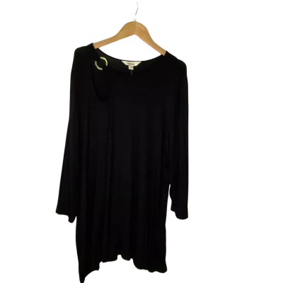 beme Womens  Size M 3/4 Sleeve Top Black  / Gold 