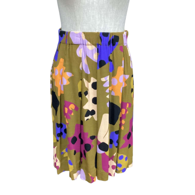 Gorman  Size 6 Pleated Skirt Khaki / Multicoloured 