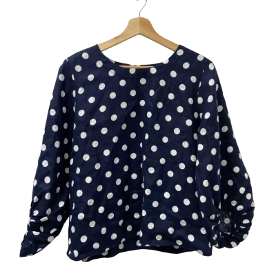 Seed Heritage Womens  Size 12 Long Sleeve Top Navy Blue / White / Polka Dot