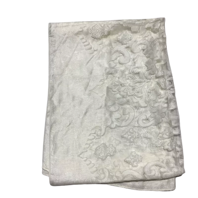  Womens  Size 70 x 190 cm Seta Silk Scarf White with Sheer Floral Center Made In Florance Italy