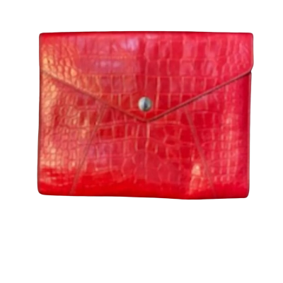 Oroton Red Leather Envelope Clutch Bag – Croc Embossed Statement Piece