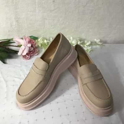 Edward Meller Womens Size 41 Beige Leather Chunky Sole Loafer