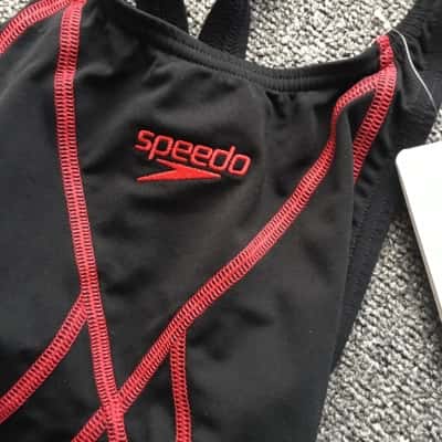 BNWT Speedo Teen  Size 6 Swimwear Black  / Red Onepiece 