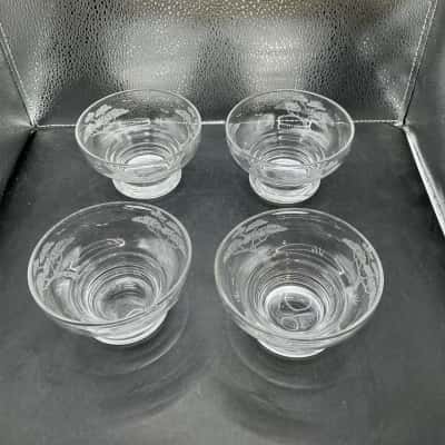Set of 4 Stuart Crystal Etched Dessert Bowls
