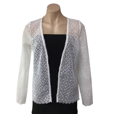 Alice In The Eve Womens Size S White Daisy Lace Long Sleeve Cardigan 