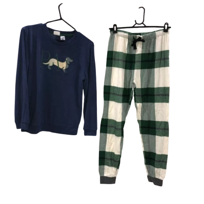 Kids Peter Alexander Blue/Green Checked Pajamas Size 14