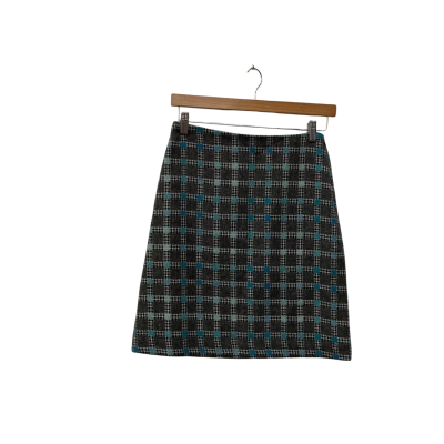 Laura Ashley  Wool Mini Skirt Size 6 Checked / Grey / Multicoloured 