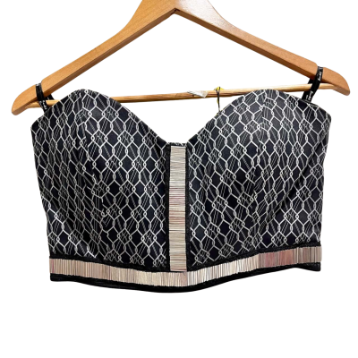 Bardot Womens  Size 12 Bralette / Cropped Top Black  / Silver / White 