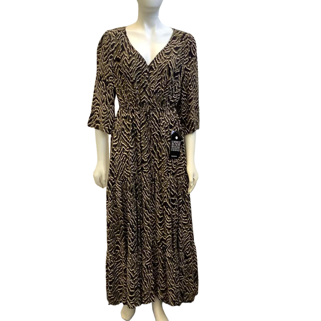 Loralette Womens Size 1416 Patterned Maxi Dress Green / Black BNWOT(s)