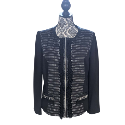 Liz Jordan Womens  Size M Bomber Jacket Black  / White 