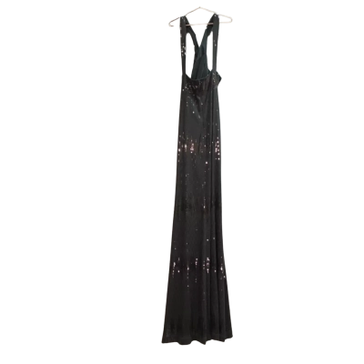 David Meister Designer Sequin Formal Evening Gown – Charcoal – Size 8