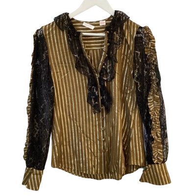 Sass & Bide Womens Size 6 Another Night Top Black / Brown 