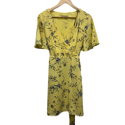 Tokito Womens Size 10 Floral Dress / Wrap Dress Yellow 