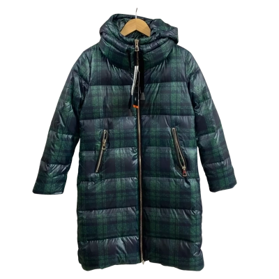Elle Womens Winter Goose Down Jacket Black  / Checked / Green 