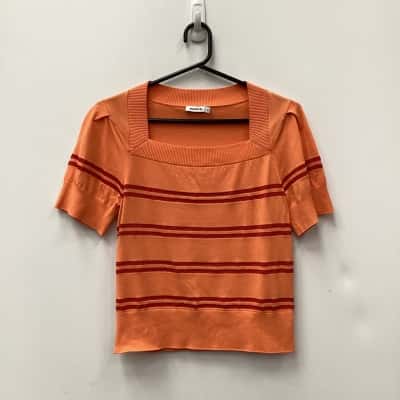 Marcs Short Sleeve Shirt Orange / Striped Size M  