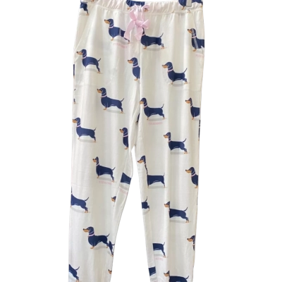 Peter Alexander Size M Easy Pant PJ Pants Off White With Sausage Dog Print BNWT