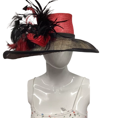 Phillip Rhodes Womens  Size 0 Hat Black  / Red 