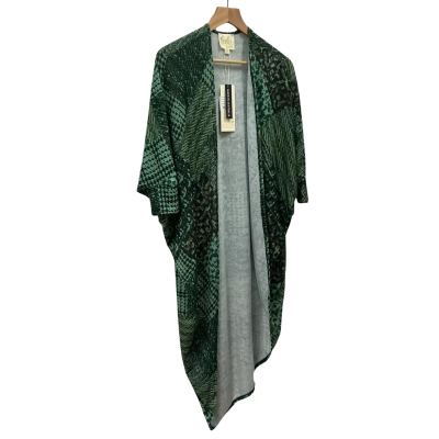 Boho Bird Womens 10 Longline Cardigan Green / Pattern 
