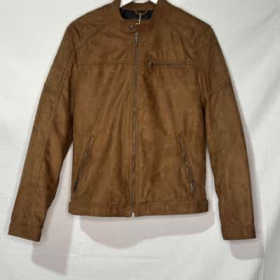 Brand New Jack & Jones Mens Brown suede like Zipper jacket 